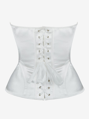 ホワイトコルセット オーバーバスト ウェディング ストラップレス スイートハート シック ビスチェ