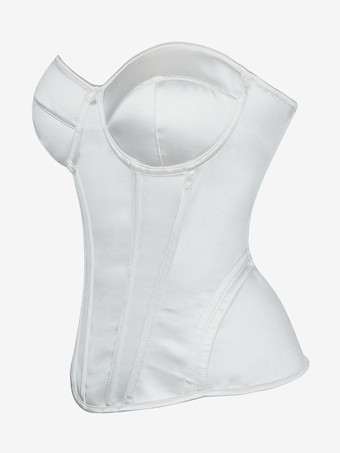 ホワイトコルセット オーバーバスト ウェディング ストラップレス スイートハート シック ビスチェ