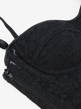 ブラック ビスチェ トップ レース 透明バック バンデージ ストラップ コルセット