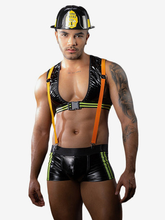 メンズセクシーコスチューム ファイアーファイター レイブクラブ トップスとパンツ