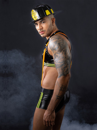 メンズセクシーコスチューム ファイアーファイター レイブクラブ トップスとパンツ