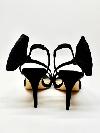 Satin High Heel Sandalen mit offener Spitze und Schleife am Riemen Partyschuhe