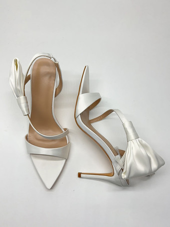 Satin High Heel Sandalen mit offener Spitze und Schleife am Riemen Partyschuhe