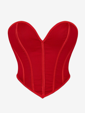 レッド レディースコルセット ピンク ポリエステル レースアップ スイートハート 室内用ランジェリー