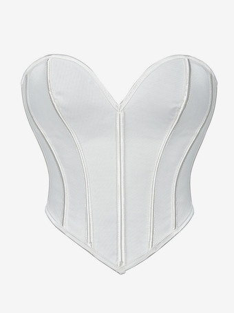 ホワイト レディースコルセット ピンク ポリエステル レースアップ スイートハート 室内用ランジェリー