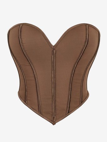 ブラウン レディースコルセット ピンク ポリエステル レースアップ スイートハート 室内用ランジェリー