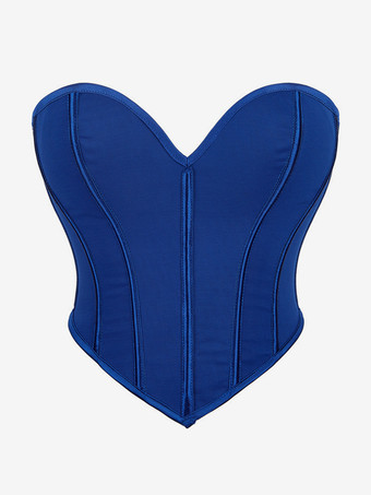 ロイヤルブルーレディースコルセット ピンク ポリエステル レースアップ スイートハート 室内用ランジェリー