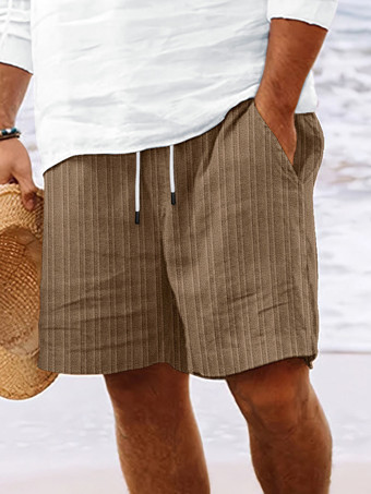 ブラウン メンズ カジュアル ショーツ ドローストリングウエスト 軽量 夏用 ビーチショーツ