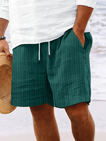 ダークグリーンメンズ カジュアル ショーツ ドローストリングウエスト 軽量 夏用 ビーチショーツ