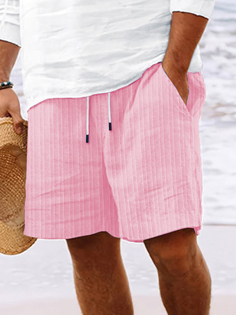 ピンクメンズ カジュアル ショーツ ドローストリングウエスト 軽量 夏用 ビーチショーツ