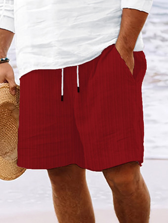 ワインレッド メンズ カジュアル ショーツ ドローストリングウエスト 軽量 夏用 ビーチショーツ