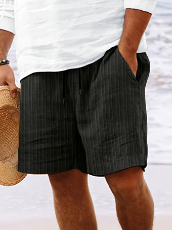 ブラック メンズ カジュアル ショーツ ドローストリングウエスト 軽量 夏用 ビーチショーツ