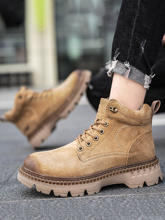 男性用スニーカー 快適なレザー ラウンドトゥ