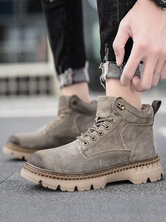 男性用スニーカー 快適なレザー ラウンドトゥ