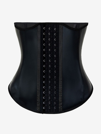 ブラック レディースコルセット ブラック ストラップレス フロントボタン シェイプウェア