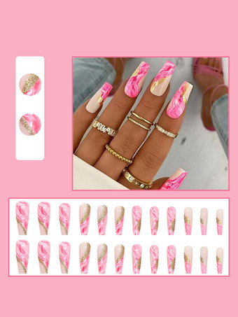Pink French Tip Press On Nails Medium