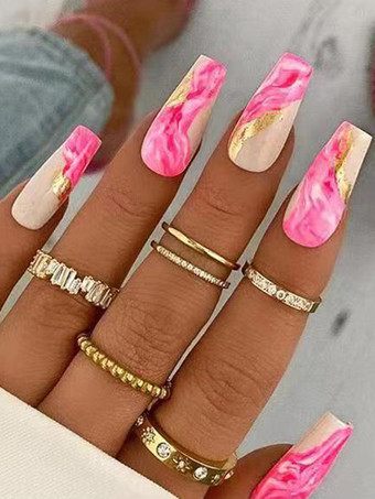 PeachPink French Tip Press On Nails Medium