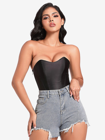 ブラック ブラックコルセット ストラップレス アンダーバスト ポリエステル バックバンデージ ビジター