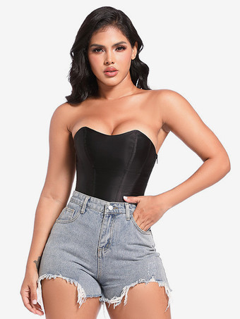 ブラックコルセット ストラップレス アンダーバスト ポリエステル バックバンデージ ビジター