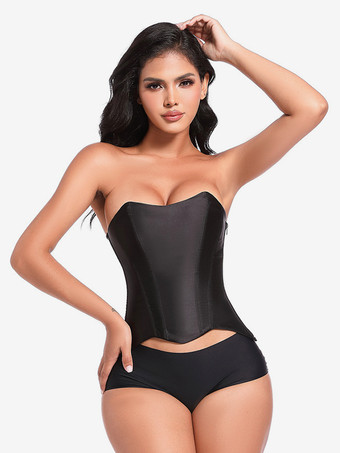 ブラックコルセット ストラップレス アンダーバスト ポリエステル バックバンデージ ビジター
