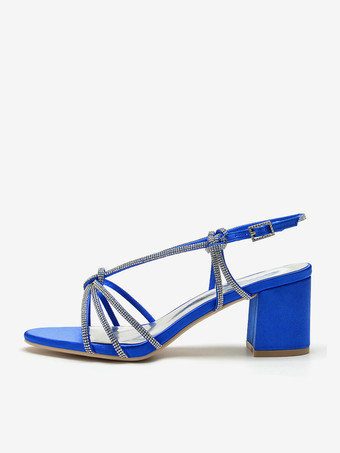 Weiße Hochzeitsschuhe mit Blockabsatz und offener Spitze und Strasssteinen