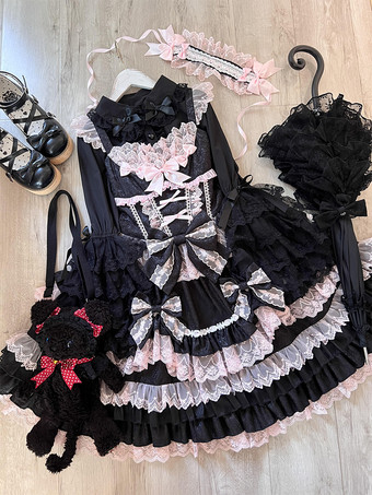 【大人気】スウィートロリータドレスJSK多層ポリエステルノースリーブスウィートロリータドレス