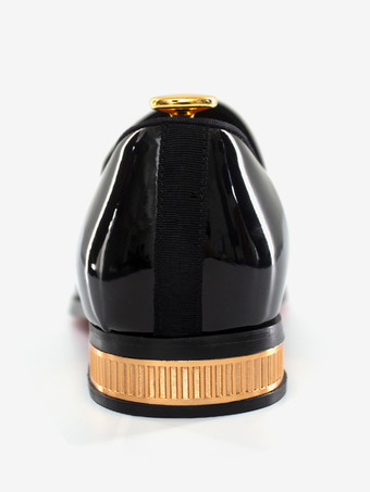 メンズ スリッポン ローファー ポインテッドトゥ ローヒール パテントシューズ