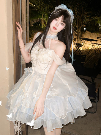 スイートロリータドレス バレエJSK 多層ポリエステル ノースリーブ スイートロリータドレス