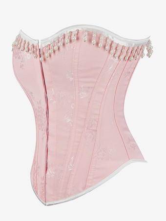 Corsé rosa con espalda descubierta y sin tirantes de poliéster