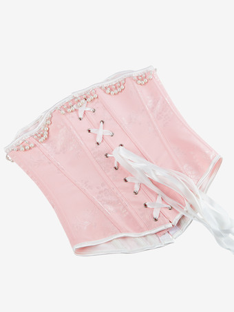 Corsé rosa con espalda descubierta y sin tirantes de poliéster