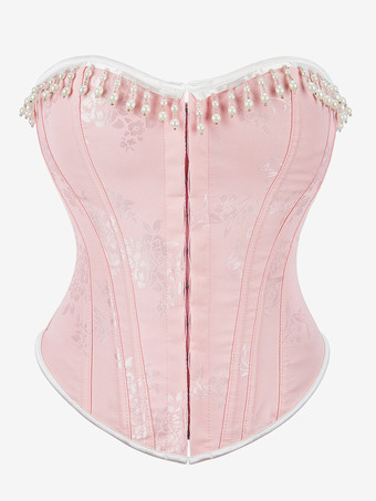 Corsé rosa con espalda descubierta y sin tirantes de poliéster
