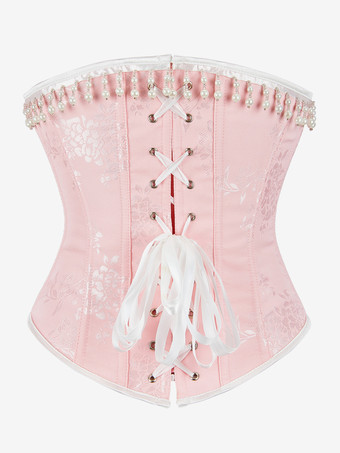 RosaCorsé rosa con espalda descubierta y sin tirantes de poliéster