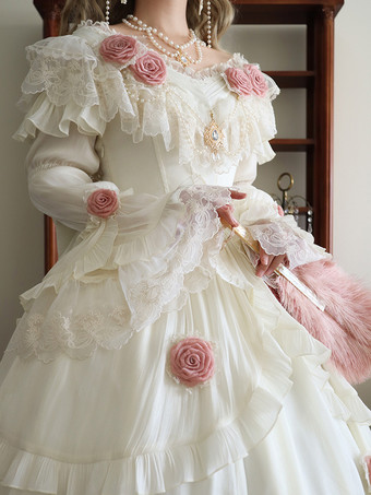 ウェディング プリンセス ロリータ ドレス ポリエステル 半袖 ボールガウン スイート ロリータ ドレス