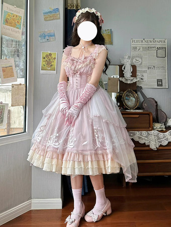 スイートロリータドレスJSKポリエステルノースリーブスイートジャンパーティーパーティーロリータドレス