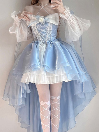 姫ロリータドレス ノースリーブ スイートリボン ティーパーティー ロリータドレス