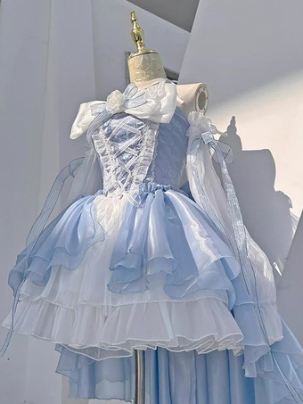 姫ロリータドレス ノースリーブ スイートリボン ティーパーティー ロリータドレス