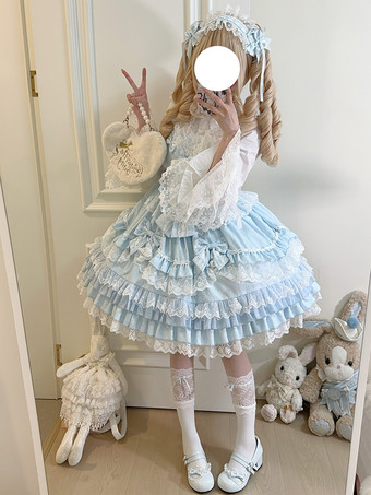 【大人気】スウィートロリータドレスJSK多層ポリエステルノースリーブスウィートロリータドレス