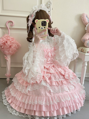 【大人気】スウィートロリータドレスJSK多層ポリエステルノースリーブスウィートロリータドレス