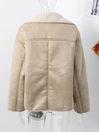 マイラード調フェイクレザージャケット フェイクシアリングラペル オーバーサイズ 春アウター レディース 2025