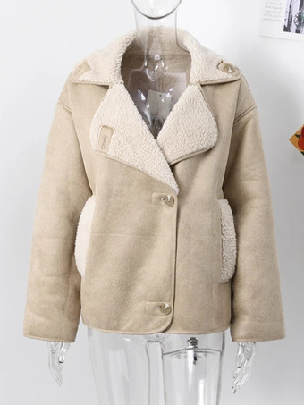 マイラード調フェイクレザージャケット フェイクシアリングラペル オーバーサイズ 春アウター レディース 2025