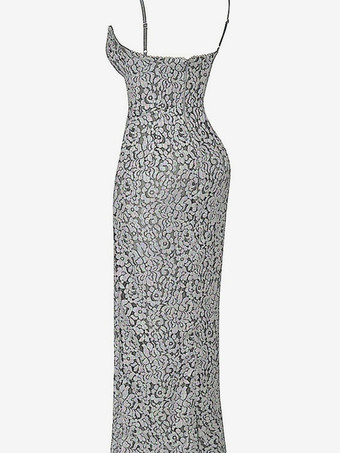 レース ボディコン ロングドレス スウィートハートネックライン スパゲッティストラップ セクシー マキシドレス レディース 2025