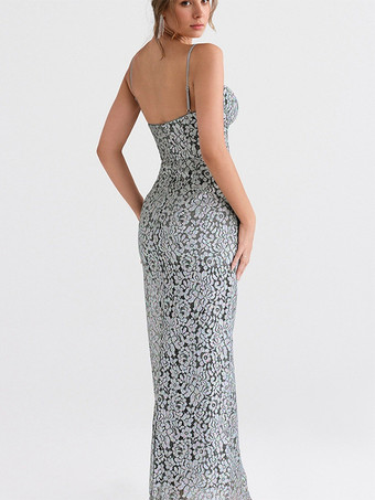 レース ボディコン ロングドレス スウィートハートネックライン スパゲッティストラップ セクシー マキシドレス レディース 2025