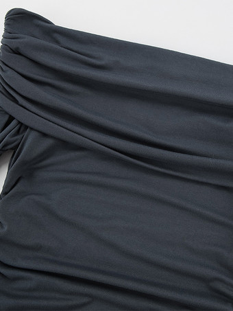 プリーツボディコンドレス レディース オフショルダー 長袖 春 セクシー ミニドレス 2025