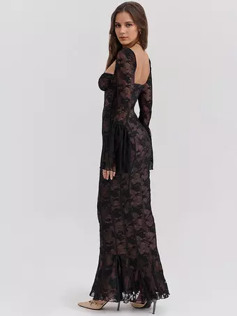 Oten Abito Lungo Aderente Donna Estate 2025 – Maniche Corte, Scollo Quadrato, Costine, Nero, Taglie Forti