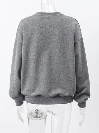 オーバーサイズ クルーネック スウェットシャツ リボン付き 長袖 無地 春 トップス レディース 2025