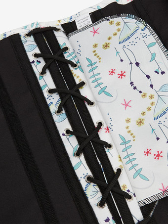 レディースコルセット ホワイト ポリエステル ストラップレス レースアップ プリント インドア シック タンクトップ