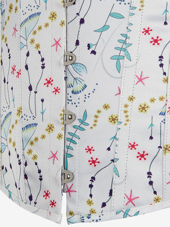 レディースコルセット ホワイト ポリエステル ストラップレス レースアップ プリント インドア シック タンクトップ