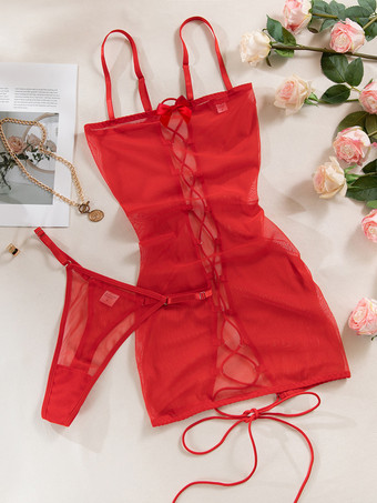 ベビードール ランジェリー ベビードール 女性用 ブラック リボン バックレス メッシュ セクシー シュミーズ