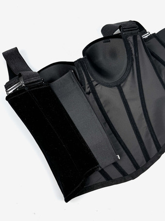 女性用コルセット ベルベット ボーン入り ブラック ポリエステル ジッパー デート シック ランジェリー