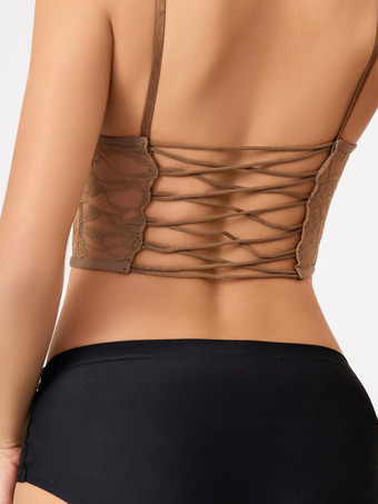 コルセット ホワイト セクシー 花柄 バック バンデージ デイリー カジュアル レース キャミソール タンクトップ